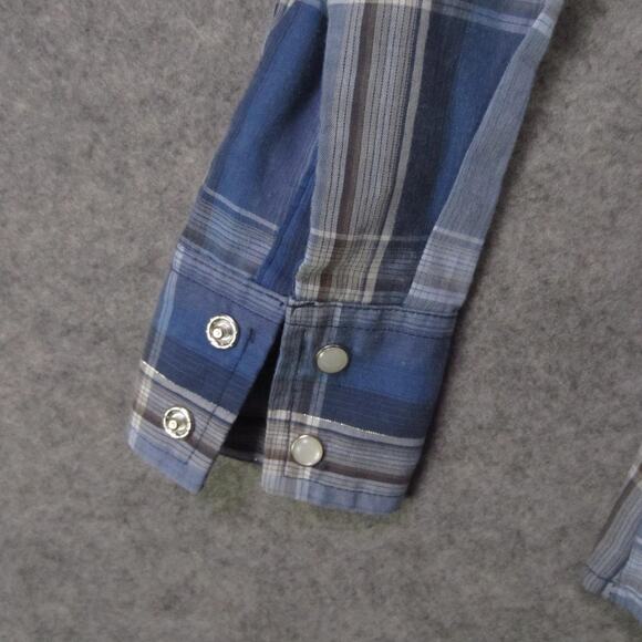 Ely Cattleman Shirt Boys Small Blue Plaid Western Pearl Snap Long Sleeve Cowboy - Picture 6 of 8